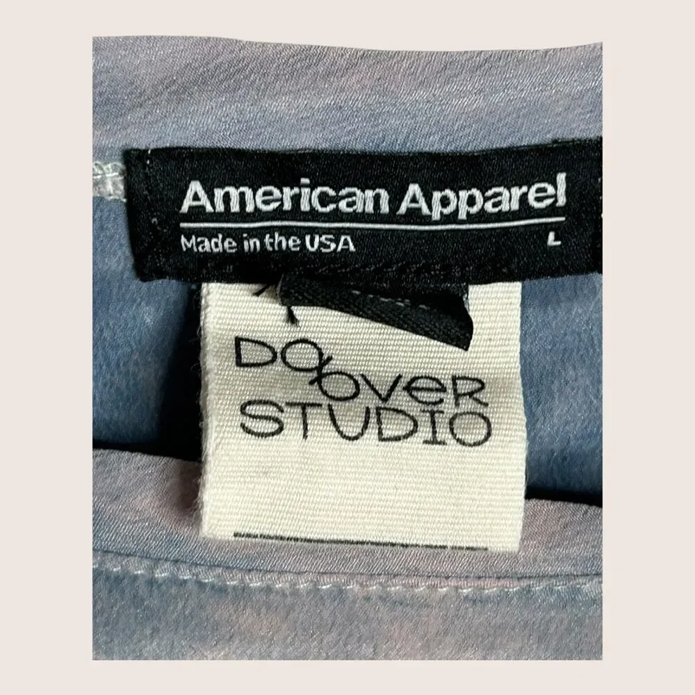 🌫️ LARGE RECYCLED HAND TIE DYED AMERICAN APPAREL DO OVER STUDIO 100% SILK TOP - Picture 4 of 5